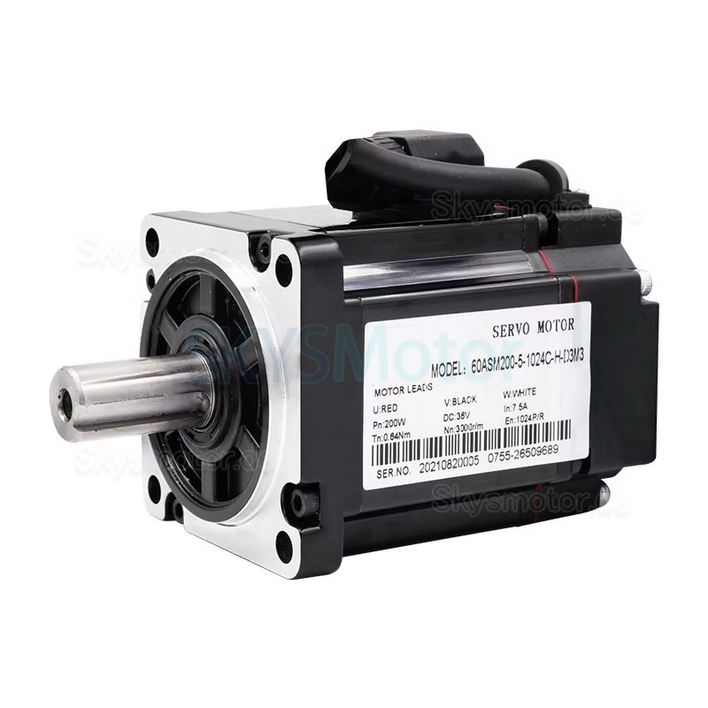 36V DC Servomotoren 200W 60ASM200-5-1024C 0,64N.m 7,5A 3000 U/min mit 1024 Zeilen Magnet Encoder 60x60mm